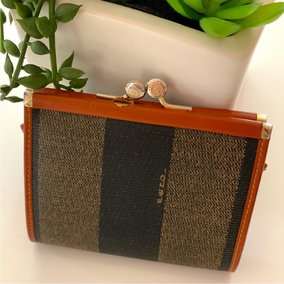 Fendi Pequín Brown and Black Stripes Coin Wallet - Picture 6 of 6